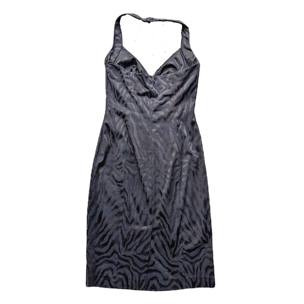 VTG Y2K Archival MICHAEL KORS Made in Italy Black Tiger Print Halter Dress, Sz 4